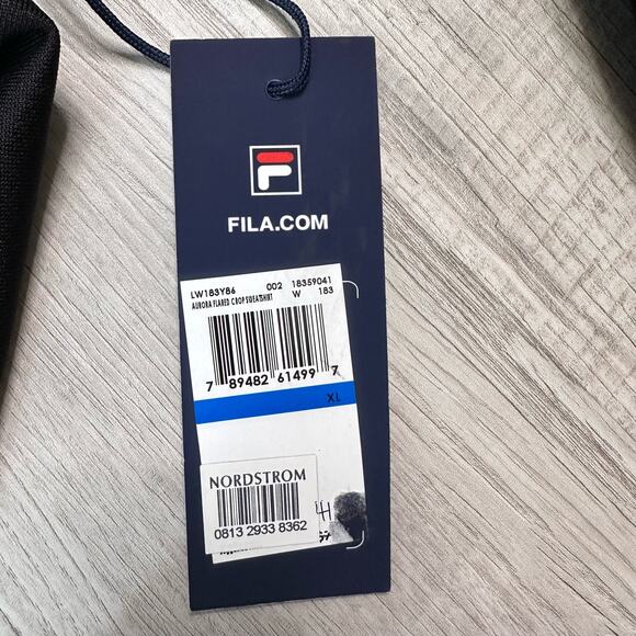 Fila Crop Top Black Sweatshirt Track Suit Top, Button Bell Long Sleeve WMNS XL - Picture 5 of 6